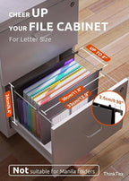 ThinkTex Plastic Expanding Hanging File Folders, 7 Innovative 1.2/'' Accordian Pockets, Large Capacity, Multi-Color Tabs, Letter Size for Filing Cabinet - Black-6 pack