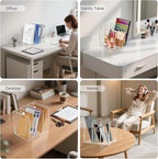 POCFOINY Acrylic Desk Organizer Book Organizer, Magazine File Holder, Vertical File Organizer Stand File Folder Holder, Mail Organizer Countertop Mail Sorter File Sorter, Clear Book Ends Book Holder