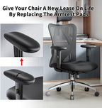 Universal Office Chair Arm Rest Replacement Pads -Ergonomic Arm Pads with 4" Mounting Hole Distance, Soft PU Surface & Durable Steel Inserts – Fits Most Office & Gaming Chairs (Set of 2)