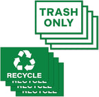 4pc Recycle Stickers + 4pc Trash Stickers | Weatherproof Vinyl Sticker Recycling Signs for Trash Bins, 7" x 10"