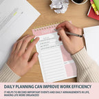 Tlenpo To Do List Notepad, 60 Sheets, Productivity Planner with Time, Task Checklist Organizer Agenda Pad for Work, Daily Planner for School Supply List Pink, 5.1 x 7 Inch