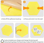 Fwpelt 12'' Medium Hexagon Cork-Bulletin Board Tiles Frameless 10 Pack Adhesive Removable Felt Corkboard Decorative Prayer-Vision Board for Home-Office Wall Decor, Hex Tack Pinboard with 30 Pushpins