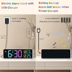 Peakeep Large Display Digital Alarm Clock for Bedrooms, Date Day of Week Desk Table Clocks for Living Room Office, Dimmable Plug in Electric Clock, 5 Volumes, Loud, Auto DST