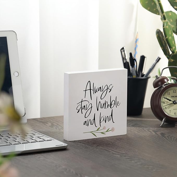 3 PCS Inspirational Wooden Box Signs for Home, Office, Desk Decor, Motivational Affirmations with Rustic Design for Living Room, Bedroom, Kitchen