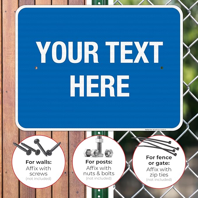 Personalized Custom Blue Background Customize for Office, Business, Workplace, Home, Airbnb, Delivery Sign, 18x24 Inches, 3M EGP Reflective .080 Aluminum, Fade Resistant, Made in USA by Sigo Signs