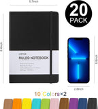 LYDTICK 20 Pack Journals for Writing College Ruled Notebooks Journal in Bulk, Hardcover Notebooks (200Pages) for Note Talking, Lined Bullet Journals for Home School Office, 5.7"x8.4", 10 Colors
