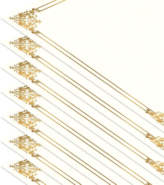 Empire Gold & White Parchment Certificate Papers - Pack of 25, NOT FOIL Laser & Inkjet Printer Compatible, for Office, Business Awards, Graduation, School Diplomas, 8-1/2" x 11" on 60 lb. Text Stock