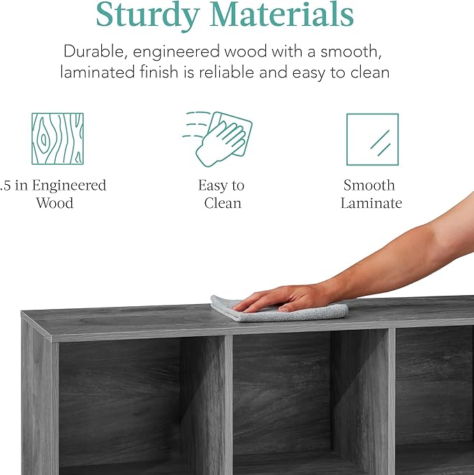 Best Choice Products 6-Cube Storage Organizer, 13.5in Shelf Opening, Bookcase, Display Shelf, Customizable w/ 3 Removable Back Panels – Dark Gray