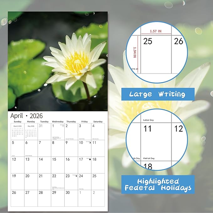2026 Wall Calendar,Calendar 2026, November 2025 - December 2026, Wall Calendar Zen, 12" x 24" Opened,Full Page Months Thick & Sturdy Paper for Calendar Organizing & Planning