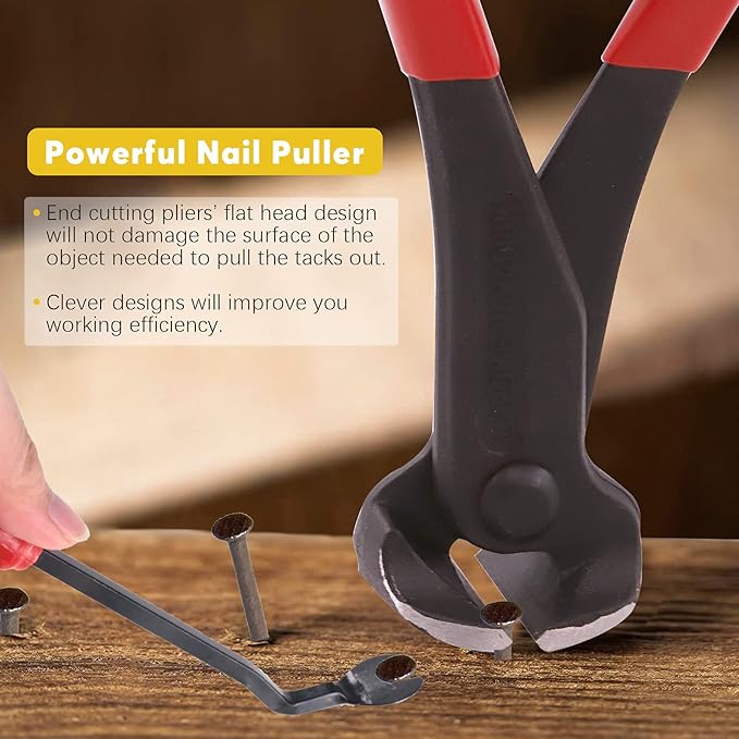 Mardatt 4Pcs Nail Puller and Staple Remover Tool Set, 7" End Cutting Pliers, Staple Puller, Tack Lifter, Fastener Remover for Furniture Floor Wall Car Photo Frame