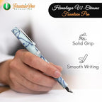 FPR Himalaya V2-Chrome Ultra Flex Nib Pen - Twist-Style Converter Filled Calligraphy Pens for Writing-Fancy Pens for Men & Women - Flex Fountain Pen w/Metal Clip & Cap Ring (Peacock Aqua Acrylic)