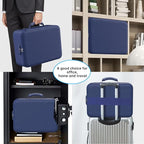 ENGPOW 5200°F Fireproof Document Bag with Lock, Upgraded Heat Insulated Fireproof＆Waterproof Box 8 Layers Document Organizer, Portable Home Travel Safe Storage Box for Important Files, Laptop, Blue
