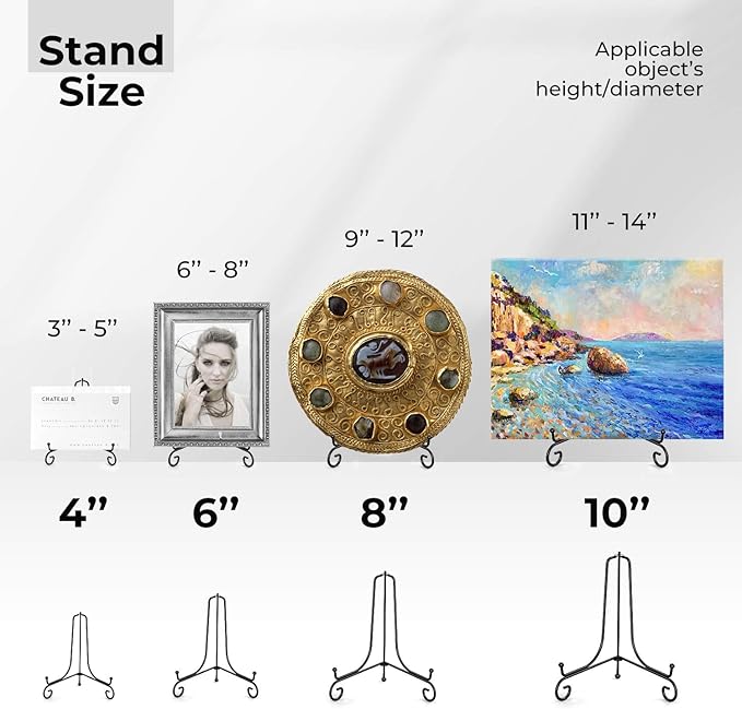 TR-LIFE Plate Stands for Display - 6 Inch Holder + Metal Easel Stand for Picture Frame, Decorative Plates, Book, Photo, Collectibles (2 Pack)