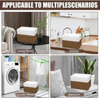 Bagnizer Large 22 Quart Linen Fabric Foldable Storage Bin Cube Organizer Basket with Flip-Top Lid & Handles, Clothes Blanket Box for Home, Office, Closet, Brown & White, 4 Pack 14.6 x 9.5 x 9.5