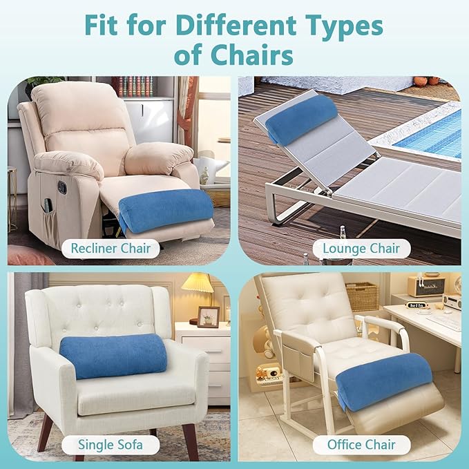 KAAMOS Recliner Leg Rest Cushion Foot Rest Pillow for Recliner Foot Pillows for Resting Feet Sofa Footrest Pillow for Recliners Chair Couch Leg Rest Pillow Half Moon Bolster Pillow Under Knee