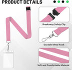 24-Pack Pink Breakaway Lanyards with Waterproof Badge Holders, Polyester Neck Straps for ID Cards, Events, Office, and Schools
