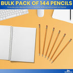 1InTheOffice Pre Sharpened Pencils #2, Pencils with Eraser, 2 HB, Wood-Cased, Black Lead, Yellow Barrel (144)