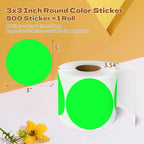 3 Inch Round Color Coding Labels (500 per Roll) - Colored Dot Stickers Round Labels for Inventory, Warehouse, Office Organizing - Fluorescent Green Circle Stickers