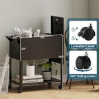 MIIIKO Mobile File Cart with Lock, Rolling File Cabinet Hanging Letter/Legal Size with Lockable Sliding Cover, Office File Organizer on Wheels
