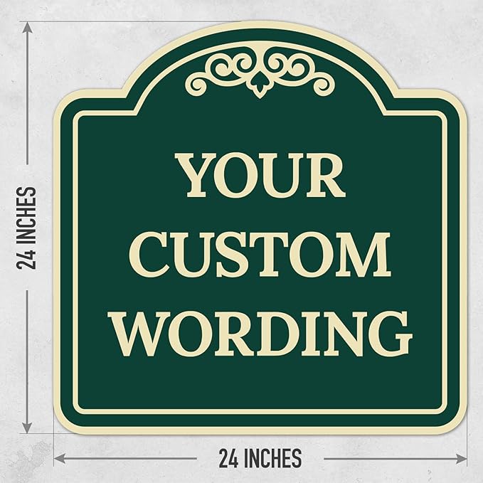 Custom Decorative Sign, Personalized Metal Sign for Business, Driveway, Home, Airbnb, Office Door Plaque,Green Background,24x24 Inches, ACM, Fade Resistant, Made in USA
