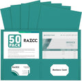 Two Pocket Folders, RAZCC 50 Pack 2 Pocket Folders Fit Letter Size Paper, Paper Folders with Pockets for School Office Business Home (Turquoise)
