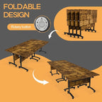 Folding Conference Table 4ft 5ft, Foldable Office Meeting Desk for 6 People, Multiple Sizes Colors Mobile Conference Room Table for Training Room School Business Furniture (2, Brown, 47in)