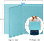 Lightomorrow Bulletin Board, 24 x 18 inches Felt Board Decorative Pin Board, Cork Board Alternative for Wall, Foldable Self-Adhesive Vision Board Mood Board with 20 Pushpins - Turquoise Blue