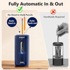 AFMAT Electric Pencil Sharpener, Fully Automatic Pencil Sharpener, Auto in & Out, Rechargeable Hands-Free Sharpeners for Jumbo & Colored Pencils (6.5-12mm), Portable for Home/Classroom/Office PSC2