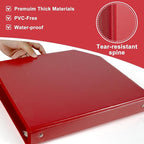 CIXILDTS 1-Inch Round Ring Binder, Standard 3 Ring Binder Fit Letter Size Paper, Presentation View Binders, 6-Pack, Red
