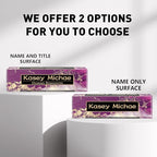 SalaGraphics Desk Name Plate Personalized, Custom for Desk, Office Decor Men, Acrylic Accessories, Gifts Coworkers Boss Teacher, Employee Appreciation (Purple/Gold), 8''(L)x2.5(W)