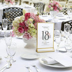 Smarpau 4x6 Gold Acrylic Sign Holder Table Number Holders 8 Pack Vertical Double Sided Clear Picture Frames for Wedding Flyer Display Stands Table Menu Holders