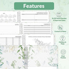SUNEE 2026 Daily Planner,4-Person Group Appointment Book with Quarter-Hourly Layout. Weekly & One-Page-Per-Day Format, Jan to Dec 2026, 8.5"x11",Weekly Planner, Flexible Cover, Note Pages, Bookmark, Black,Greenery