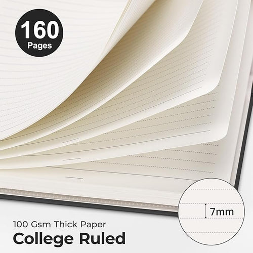 AHGXG Spiral Journal Notebook, 160 Lined Pages, A5 Medium Size (5.7'' x 8.3''), for Men & Women, Journaling, Writing, Work & Office, Hardcover, 100 GSM Thick Paper (Black)