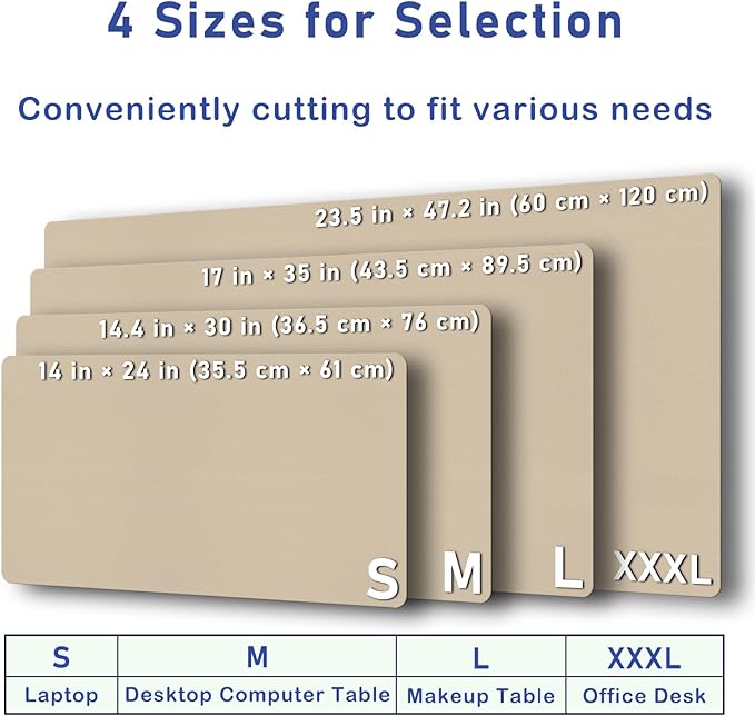 Boutilon Leather Desk Pad Protector,Non-Slip Mouse Pad,Laptop Desk Pad,Office Mouse Mat,Waterproof Leather Desk Blotter,Desk Writing Pad for Office and Home (L-Beige,35"x 17")