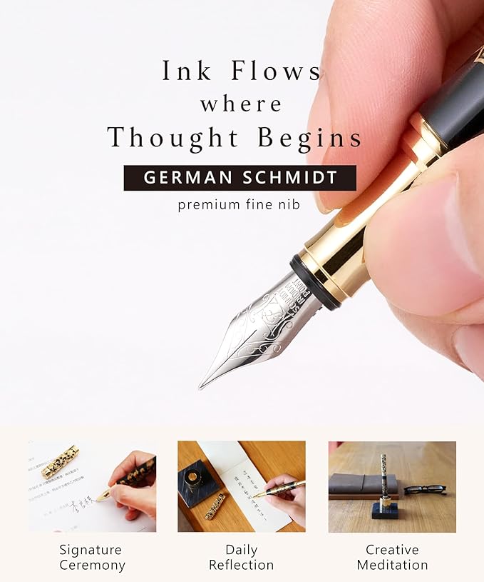 ARTEX Luxury Fountain Pen - Museum Art Collections - Crafting Timeless Beauty - the Best Gift & Office Desk Decor, German SCHMIDT Fine Nib, Solid Metal