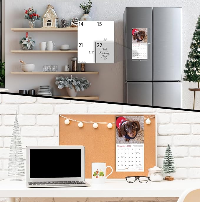 MICASA PRESS Dachshund Puppies 2026 Mini Wall Calendar 12 Month | 7" x 14" Open | Thick & Sturdy Paper | Holiday Gift | Cute Puppy Weiner Dog Calendar 2026