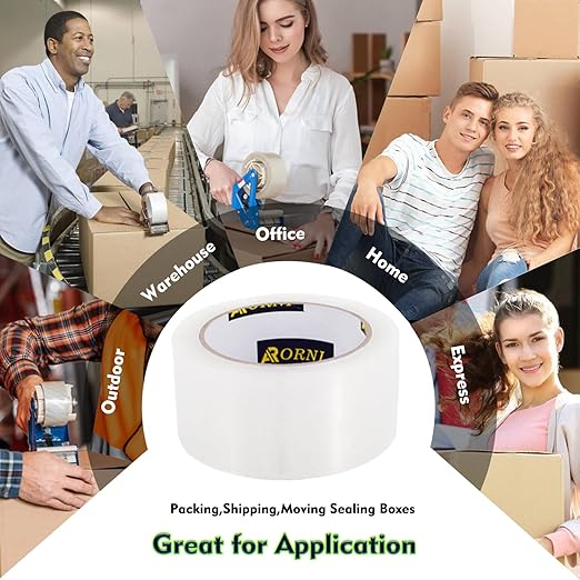 APORNI Clear Packing Tape Heavy Duty Refill Rolls Sealing Great for Packing Box Shipping and Moving Supplies Packaging 12 Rolls 1.88" x 65 Yards 3" Core 2.7 Mil Thick Adhesive