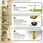 CAPHAUS Tall Corner Shelf Stand, 5-Tier Display Shelves, Ladder Corner Wood Storage Plant Bookshelf with Metal Frame, Versatile Shelving Unit Bookcase for Home Office Space, Gold