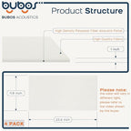BUBOS 4 PCS Acoustic Panels,23.6''x11.8'' Fabric Soundproof Wall Panels,Self-adhesive Sound Absorbing Panels for Studios, Office, Home Theater, Fabric-Clad Off-White