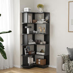 Farini 5-Tier Corner Bookshelf,L-Shaped Bookcase Freestanding Storage Shelf & Display Stand for Living Room, Office, Bedroom,Black