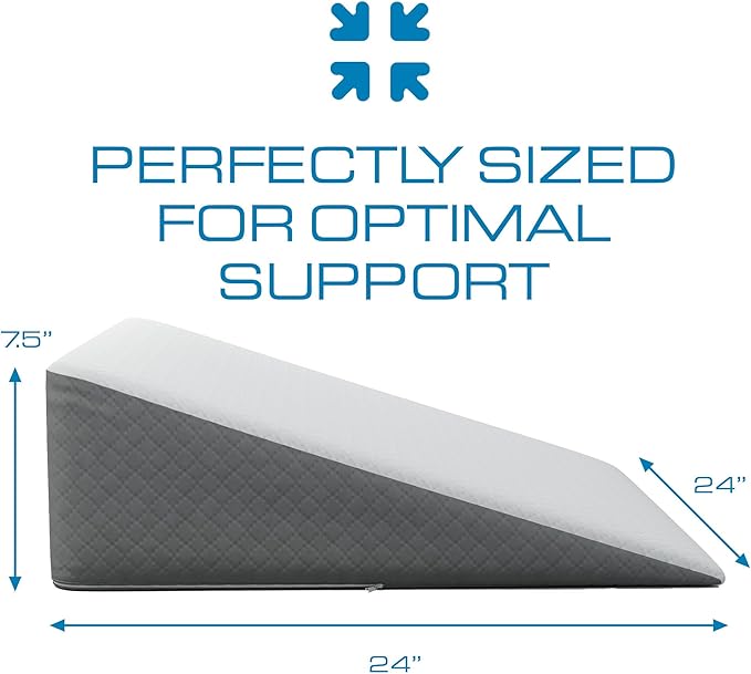 Kolbs Bed Wedge Pillow for Sleep Apnea, FSA Eligible Acid Reflux, and Back Pain Relief, with Chic Jacquard Cover - Headboard Wedges for Sleeping (Standard Width 7.5" Height)