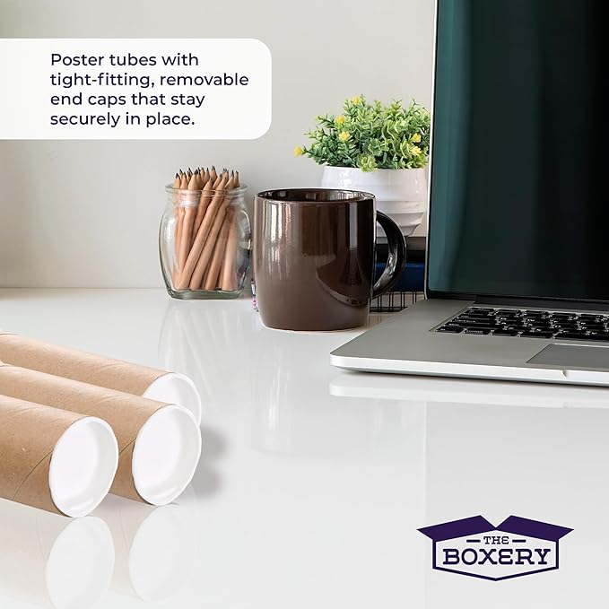 The Boxery Brown/Kraft Shipping, Storage, Posters, Arts, Crafts, Documents, Mailing Tubes 2 inch x48 inch - 50 PACK, Made in the USA, Reusable and Recyclable
