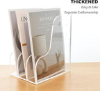 AIMOLLY 3 Vertical Compartments File Holder, Clear Acrylic Desk Organizer and Storage Bins Holding for Magazines, Binders, Notebooks, Envelopes, Multi-purpose Document Organizer for Home Office