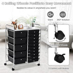GLACER 15 Drawers Rolling Cart, Storage Cart with w/Removable Drawers & Steel Frame, Multipurpose Organizer Cart w/Sleek Handle, Utility Cart on Lockable Wheels for Home, School, Office (Black)