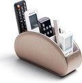 Remote Control Holders Organizer Box with 5 Compartment PU Leather Multi-functional Office Desk Storage Caddy Store Tv Remote for Media Player,Brush,Pencil,Glassees&Office Supplies (Champagne silver)