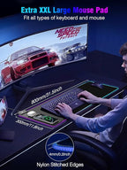 Mouse Pad with Magnetic Wireless Charging, Large Desk Pad Protector, RGB Black Mousepad Desk Mat with 15W Fast Charger, 4mm Thick Non-Slip, Waterproof Laptop Writing Pad for Office, Home, Gaming