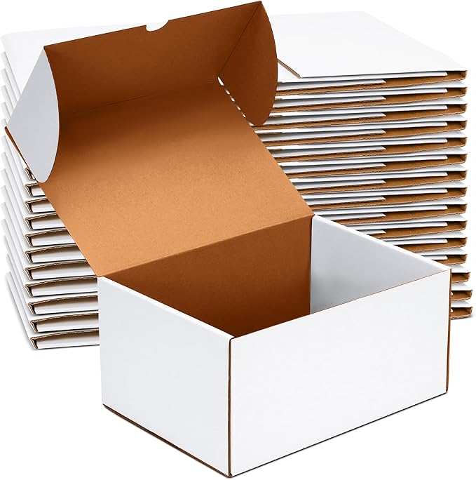 JOWLOT 12x9x6 inch Shipping Boxes Set of 15, White Corrugated Cardboard Box Literature Mailer for Mailing Packing Moving and Storage