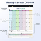 ANYZONE Desk Calendar 2026-2027, 18 Months Calendar from Jan. 2026 to Jun. 2027, 11" x 14" Desktop/Wall Monthly Calendar with Corner Protectors, Ample Space & Habit Tracker for Home School Office