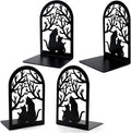 Book Ends, Bookends, Metal Bookend, Cat Decorative Bookends, Bookends for Shelves, Home Decorative Bookends for Heavy Books, Black Non-Skid Book Stopper, 7 x 4.7 x 4 inch (2 Pair)
