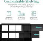 Best Choice Products 8-Cube Storage Organizer, 13.5in Shelf Opening, Bookcase, Display Shelf, Customizable w/ 2 Removable Back Panels – Black